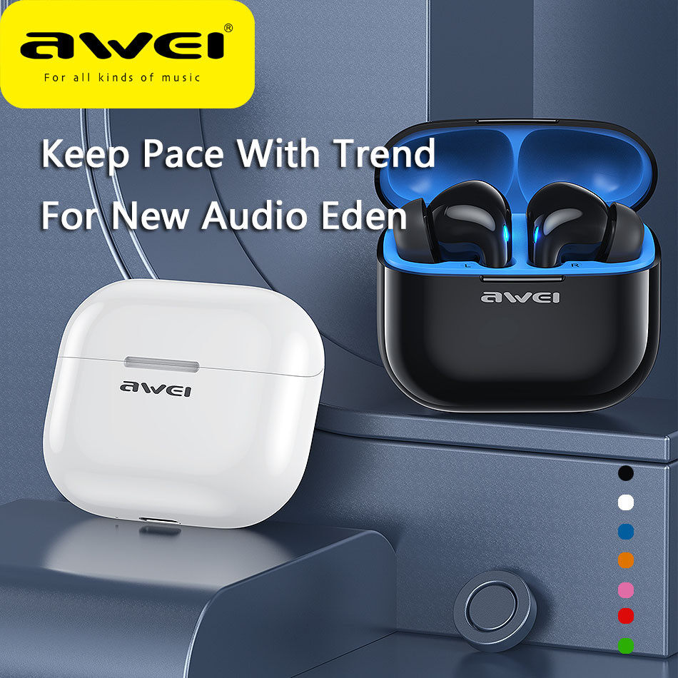 Awei T1pro Original TWS Wireless bluetooth Earbuds Bluetooth 5.3 Earphone Sport HiFi Stereo earpiece speaker With Mic earphones IPX6 Waterproof in-Ear Headset Touch Control fone